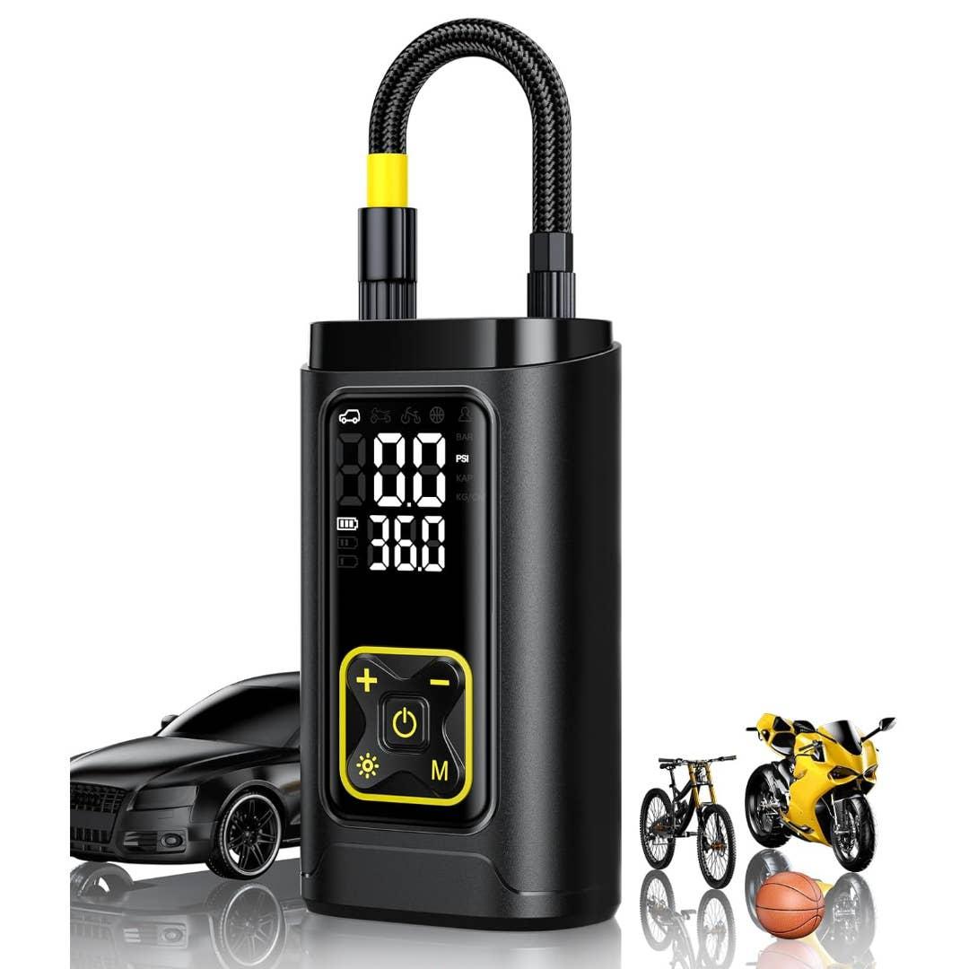 12V DC Portable Tyre Air Compressor – 100 PSI Car Tyre Inflator Air Pump with Pressure Gauge